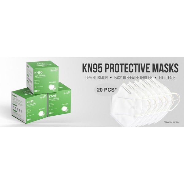 White Mark Medical Face Mask Mouth Cover - Pack of 20 KN95 -20Pack